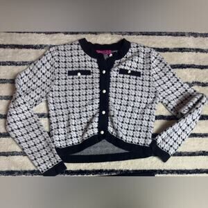 Black and White Houndstooth Cardigan Girls Size 8